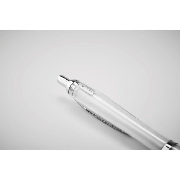 MO6409-26Rio Rpet Druckkugelschreiber RPET_ Transparent Weiss