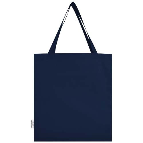PF120733-5Madras 140 g_m² Baumwoll Tragetasche mit Seitenfalten aus GRS recycelter Baumwolle 12L_ navy