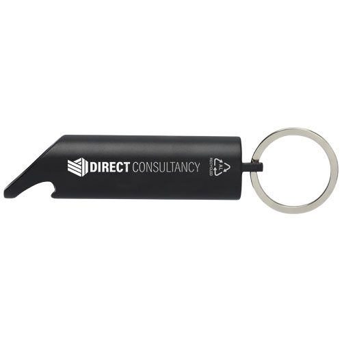 PF104574-5Flare IPX-LED-Lampe und Flaschenoeffner aus recyceltem Aluminium mit Schluesselanhaenger_ schwarz