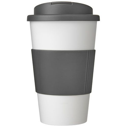 PF210696-10Americano® 350 ml Isolierbecher mit Schutzring _ auslaufsicherem Schraubverschluss_ weiss_grau