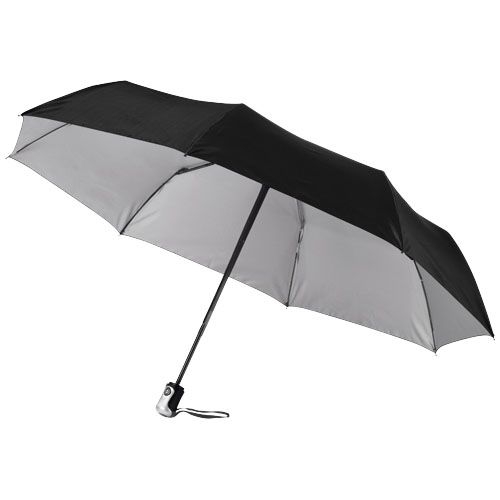 PF109016-10Alex 21_5_ Vollautomatik Kompaktregenschirm_ schwarz_silber