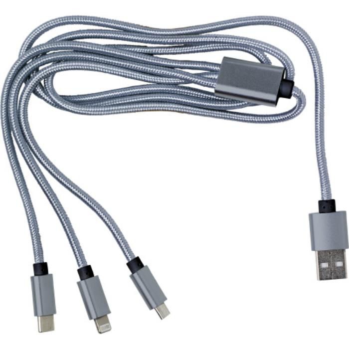 GI8597-323-in-1 Ladekabel aus Nylon Felix_ Silber