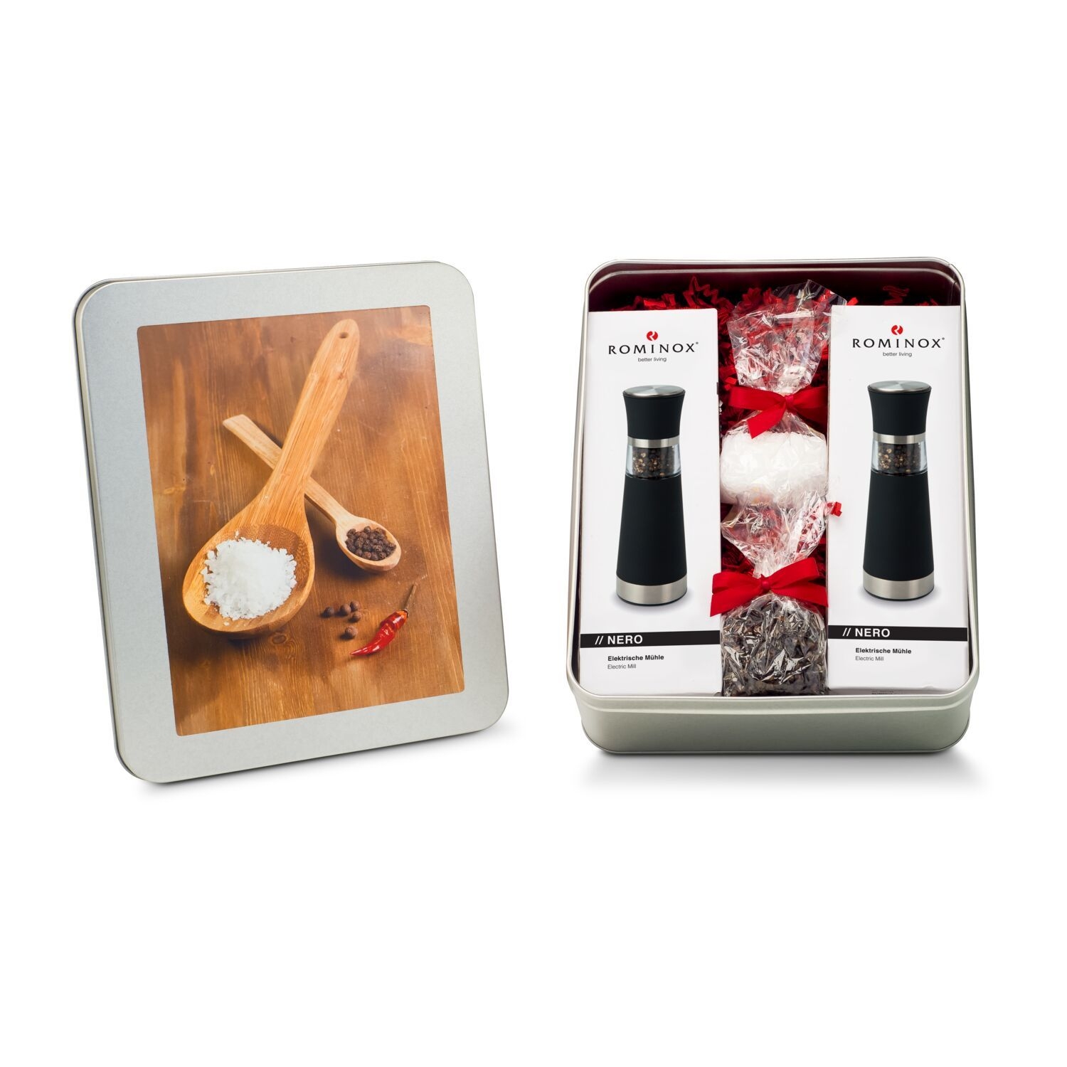 RP2191Salz- _ Pfeffermuehlen Set - in Silberdose