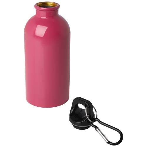 PF100860-6Oregon 400 ml RCS-zertifizierte_ einwandige Trinkflasche aus Edelstahl mit Karabinerhaken_ magenta