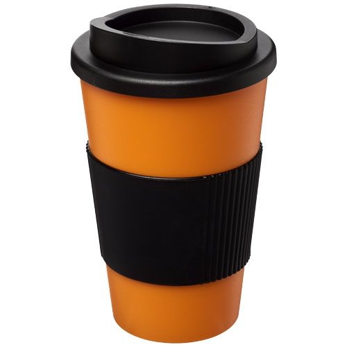 PF210002-21Americano® 350 ml Isolierbecher mit Schutzring_ orange_schwarz PF210002-21Americano® 350 ml Isolierbecher mit Schutzring_ orange_schwarz
