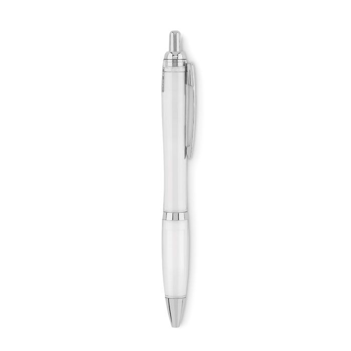 MO6409-26Rio Rpet Druckkugelschreiber RPET_ Transparent Weiss