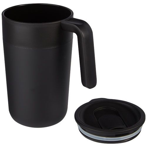 PF100731-5Nordia 400 ml doppelwandiger Becher aus Recyclingmaterial_ schwarz