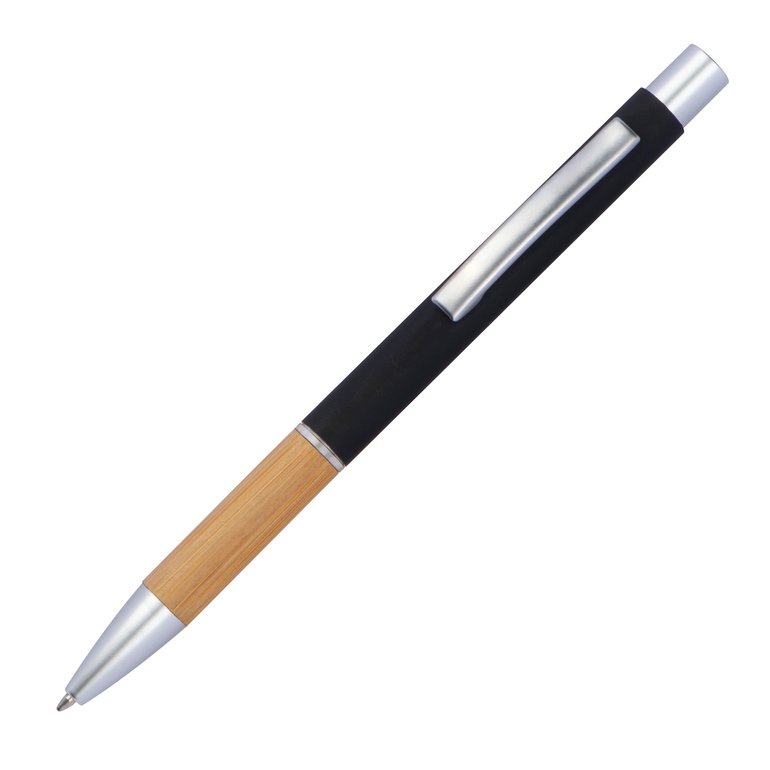 MA12643-03Aluminium Kugelschreiber mit Bambusgriffzone _ schwarz