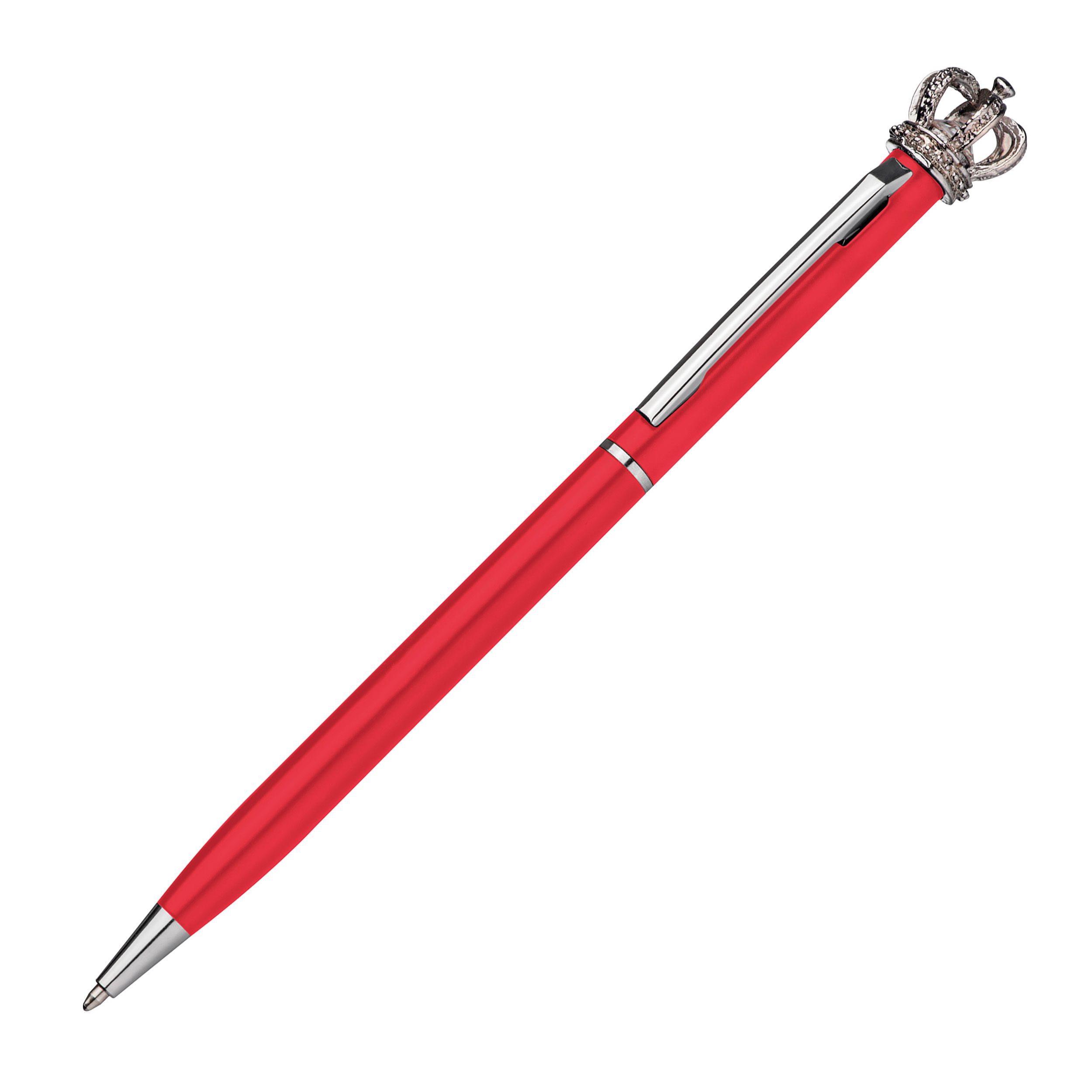 Kugelschreiber aus Metall mit Krone, rot