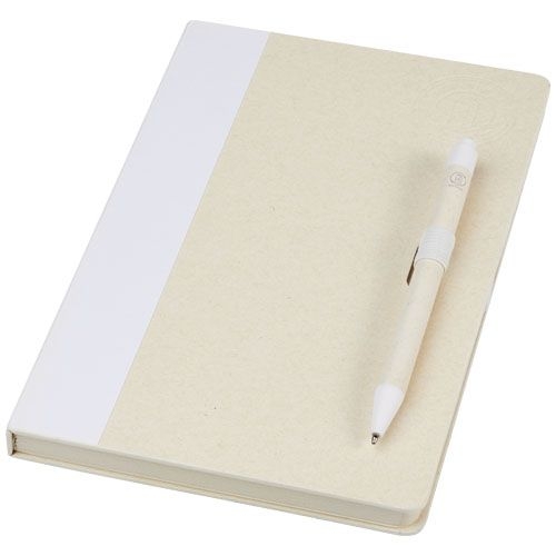 PF107811-1Dairy Dream A5 Notizbuch und Kugelschreiber-Set aus recyceltem Milchkarton_ weiss