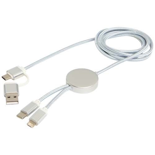 PF124425-3Alasia 150 cm 5-in-1 Kabel aus recyceltem Kunststoff fuer Datenuebertragung und 27W Schnellladung_ sil