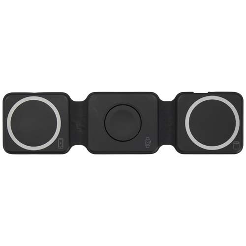 PF124498-2Armus 15 W 3-in-1 zusammenklappbares kabelloses Ladegeraet aus recyceltem Kunststoff_ schwarz