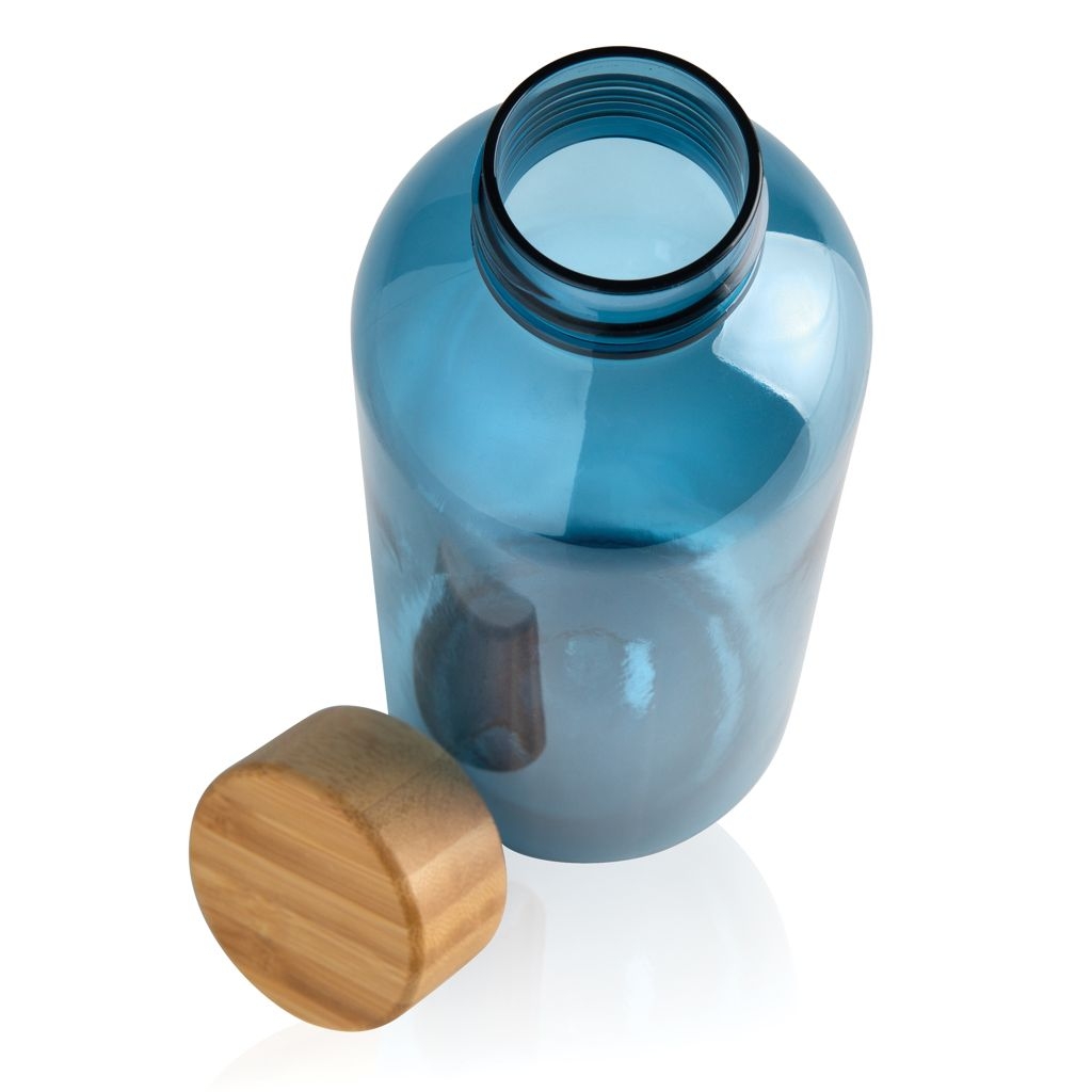 XDP433.09-5RCS rPET Flasche mit Bambus-Deckel_ blau