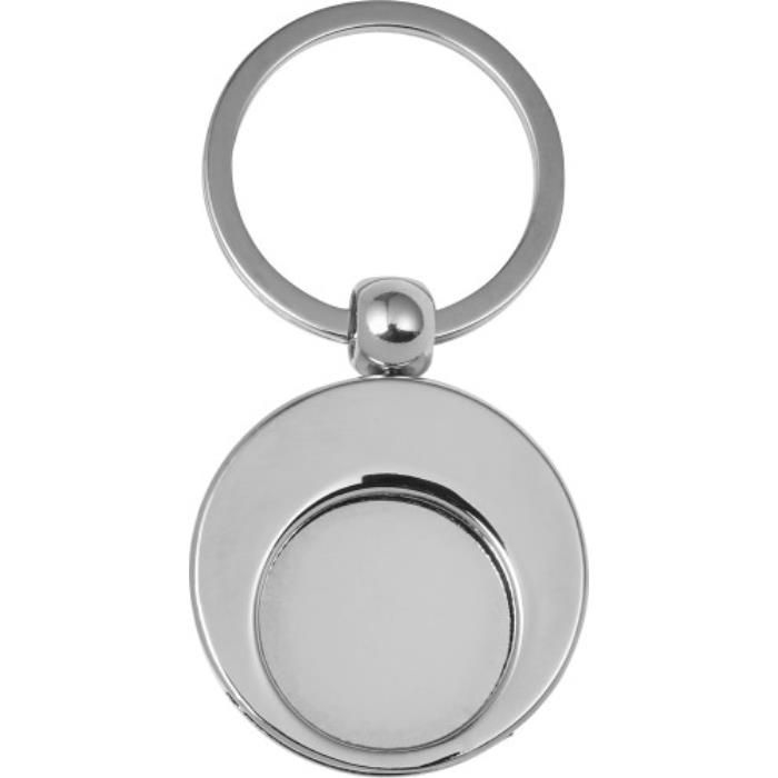 Schlüsselanhänger aus Metall mit Einkaufswagenchip Christie, Silber