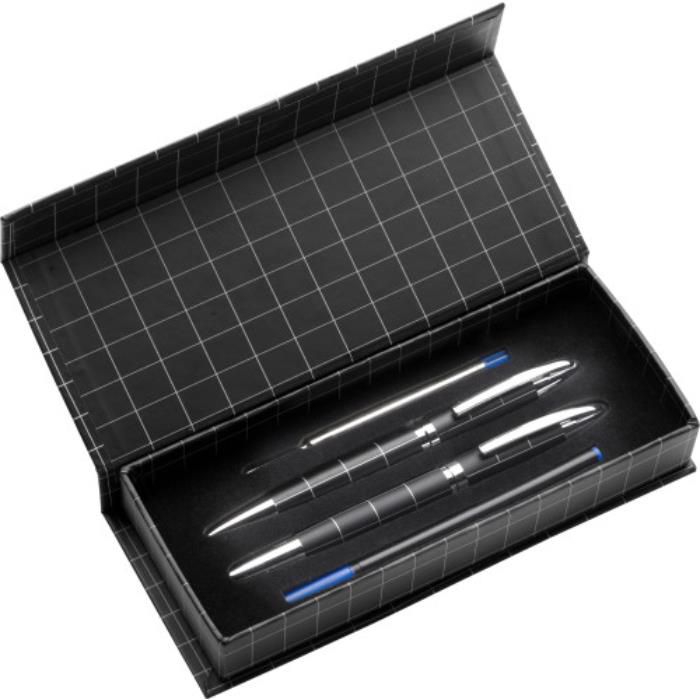 GI2057-50Schreibset aus Metall Daniel_ Schwarz_Silber
