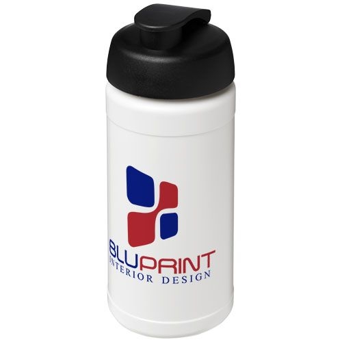 PF210068-1Baseline® Plus 500 ml Sportflasche mit Klappdeckel_ weiss_schwarz