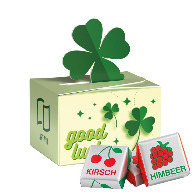 JG10238Geschenkbox Mini Kleeblatt Kaubonbons