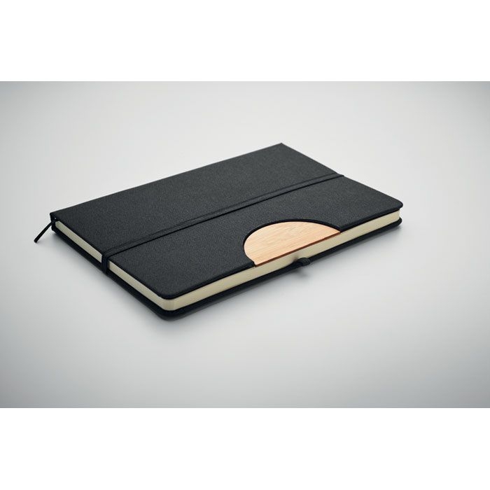 MO6576-03Blama DIN A5 RPET Notizbuch_ liniert_ Schwarz
