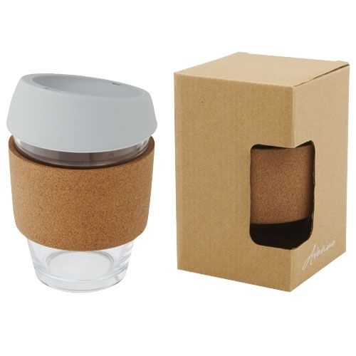 PF100665-2Lidan 360 ml Becher aus Borosilikatglas mit Korkgriff und Silikondeckel_ grau