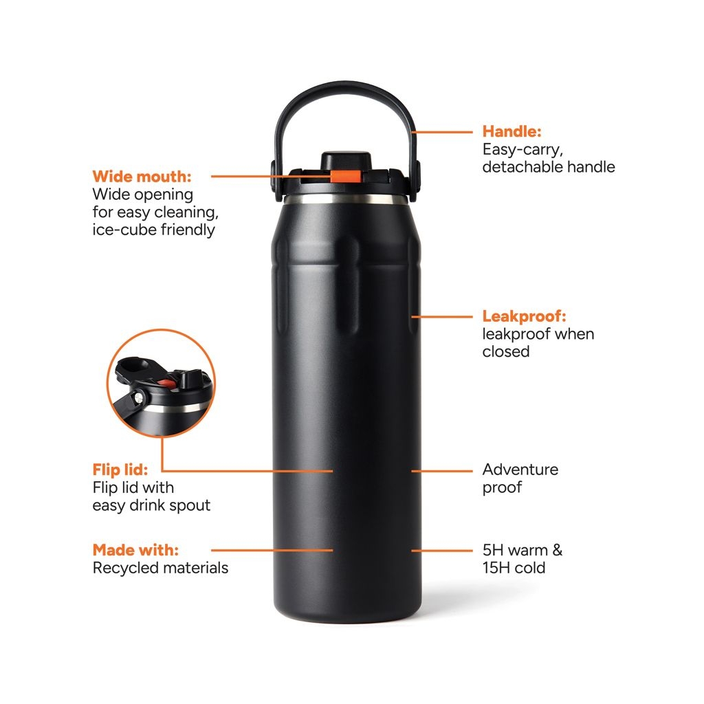 XDND310.00-01Nordic Drift trail Isolierte RCS Sportflasche 940ml_ schwarz