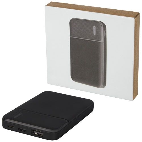PF124202-1Loop 5000 mAh Powerbank aus recyceltem Kunststoff_ schwarz