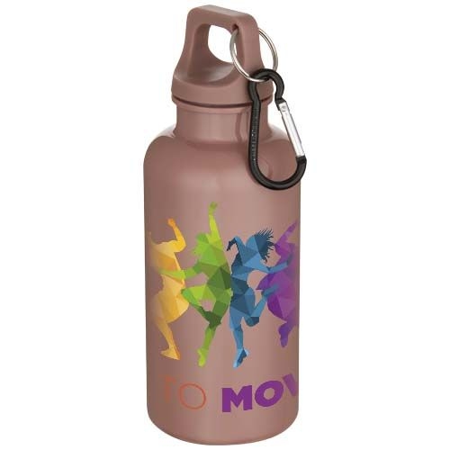 PF100863-4Oregon 400 ml einfarbige RS-zertifizierte Trinkflasche aus recyceltem Kunststoff mit Karabinerhaken