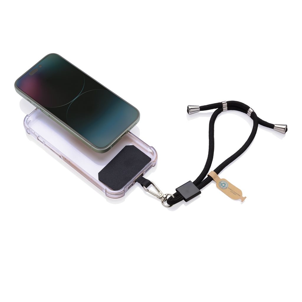 XDP302.84-01CarryLoop verstellbares Handy-Handgelenksband aus RCS rPET_ schwarz
