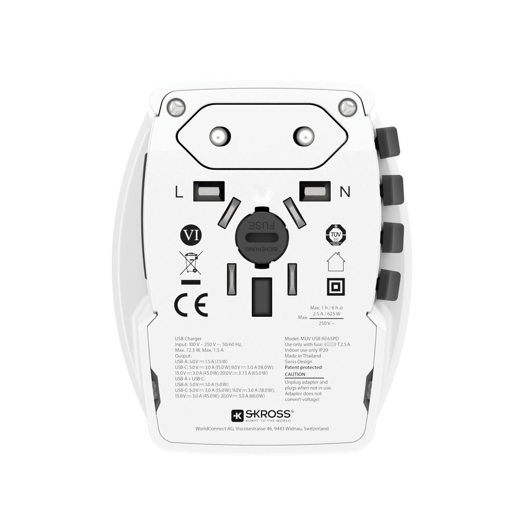 XDRB1.30297-6SKROSS World Travel Adapter MUV 65W PD mit USB-C-Kabel_ weiss