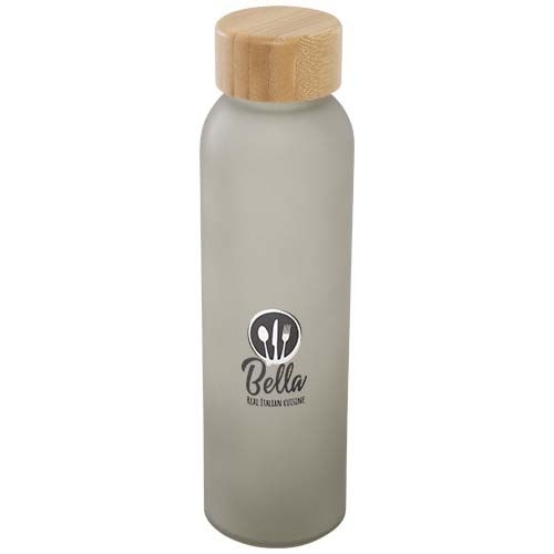 PF100830-2Lume 500 ml Flasche aus mattiertem Kalknatronglas mit Bambusdeckel  _ grau