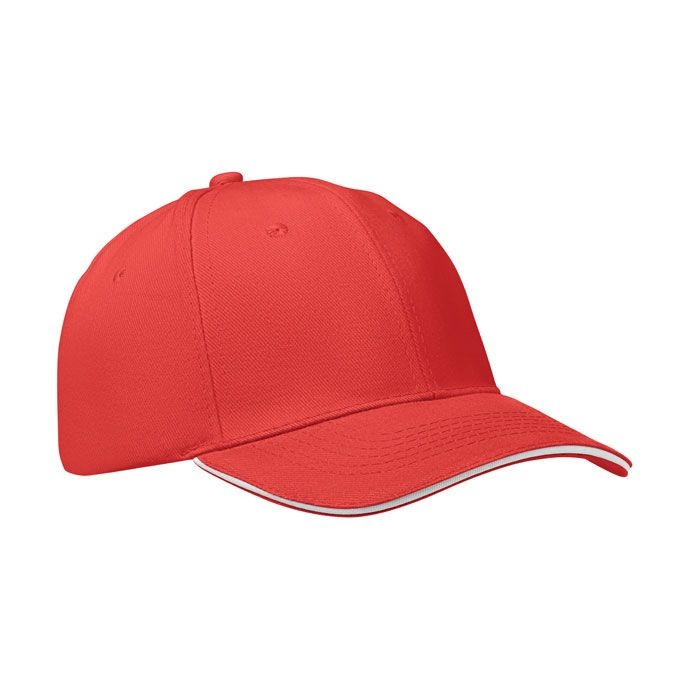 MO1464-35Buffalo Baseball cap 6 panels 260g_m²_ weiss_rot
