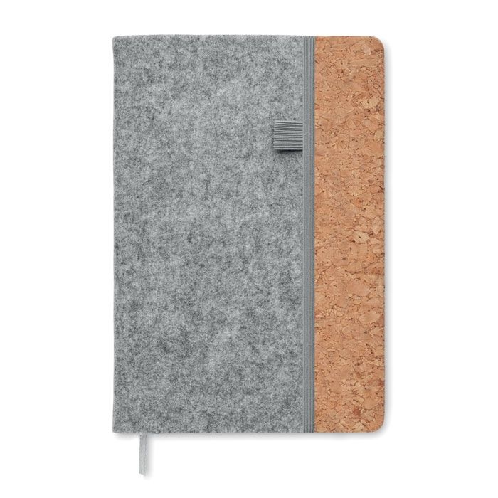 MO2553-07Corkbook DIN A5 Notizbuch RPET-Filz_ grau