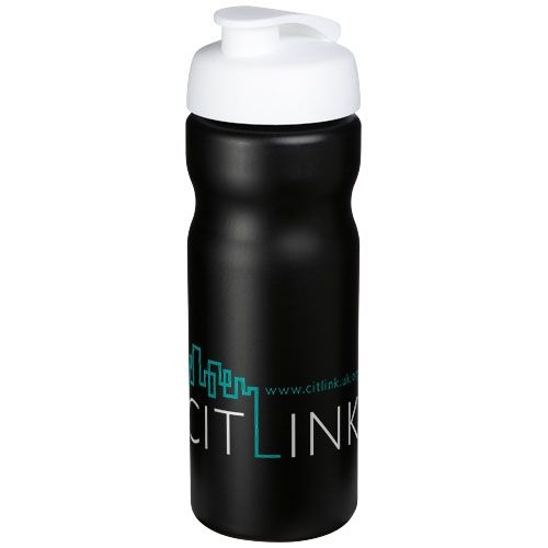 PF210685-13Baseline® Plus 650 ml Sportflasche mit Klappdeckel_ schwarz_weiss