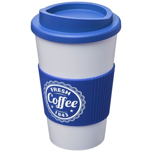 Americano® 350 ml Isolierbecher mit Schutzring, mittelblau,weiß