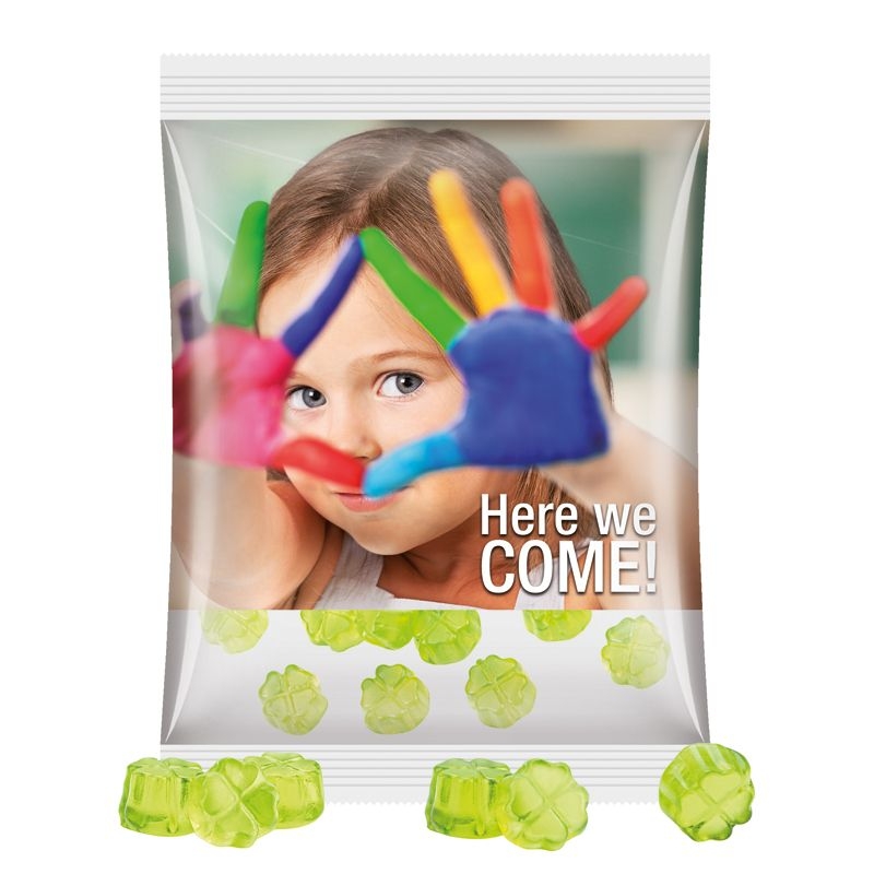 JG10064-24Maxituete 50 g Trolli Fruchtgummi Standardformen_ Kleeblatt_ transparente Folie