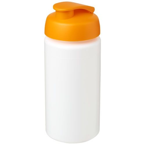 PF210072-8Baseline® Plus grip 500 ml Sportflasche mit Klappdeckel_ weiss_orange PF210072-8Baseline® Plus grip 500 ml Sportflasche mit Klappdeckel_ weiss_orange