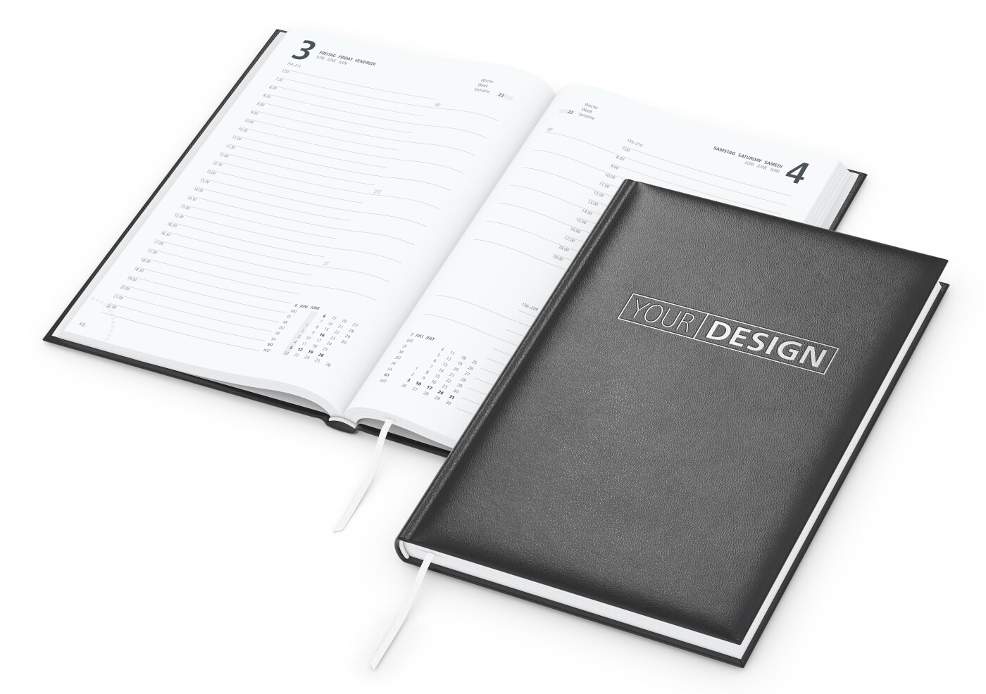 GE0019-SCSWerbeartikel Buchkalender Basic_ schwarz_ Silberpraegung