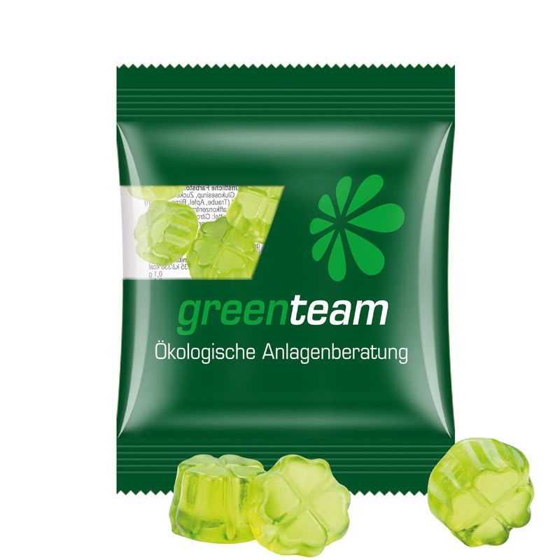 JG15062-22Minituete 15g_ Fruchtgummi Standardformen_ Kleeblatt_ transparente Folie