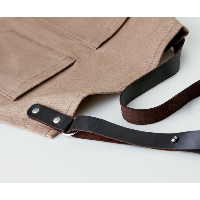 MO9237-67Chef Kochschuerze Leder_ Taupe