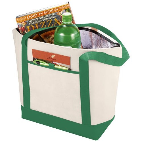 PF120085-4Lighthouse Non Woven Kuehltasche 21L_ natural_gruen PF120085-4Lighthouse Non Woven Kuehltasche 21L_ natural_gruen