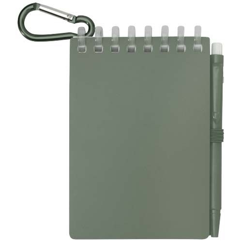 PF107051-3Lig Mini Recyceltes Outdoor-Softcover Notizbuch und Kugelschreiber Set _schwarze Mine_ heather gruen