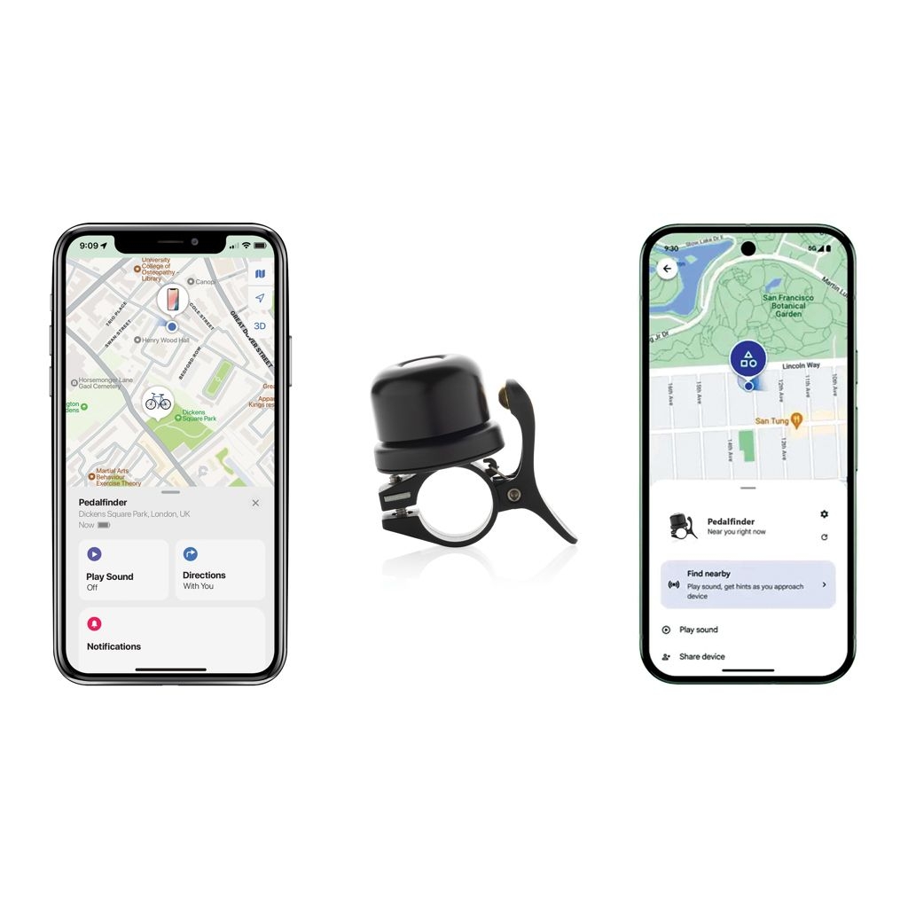 XDP301.14-01Bikefinder Dual Fahrradklingel mit weltweiter Ortung_ schwarz