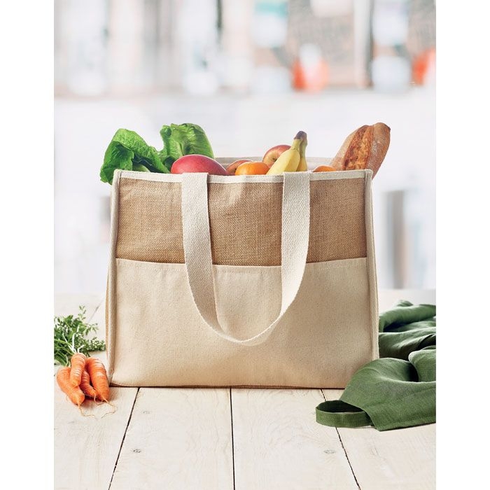 MO6160-13Campo De Geli Jute-Canvas Shopping Tasche_ Beige