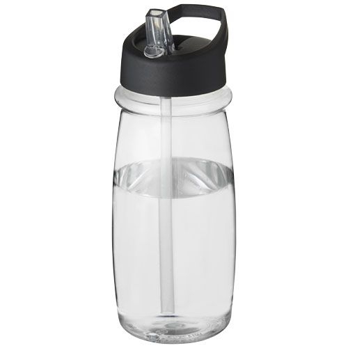 H2O Active® Pulse 600 ml Sportflasche mit Ausgussdeckel, transparent,schwarz