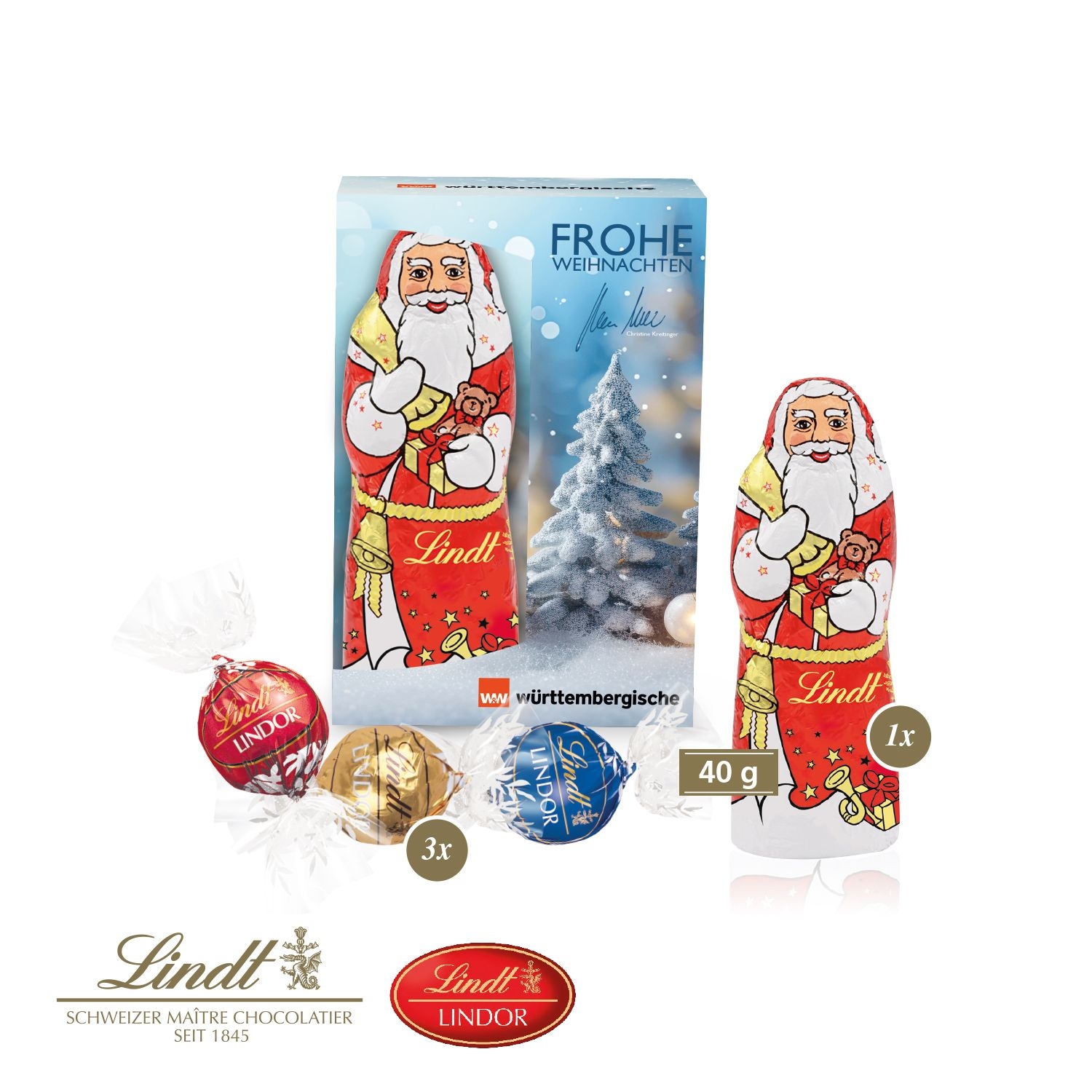CD95532Premium-Praesent mit Lindt Weihnachtsmann „Medium“