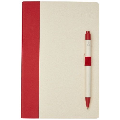 PF107811-2Dairy Dream A5 Notizbuch und Kugelschreiber-Set aus recyceltem Milchkarton_ rot
