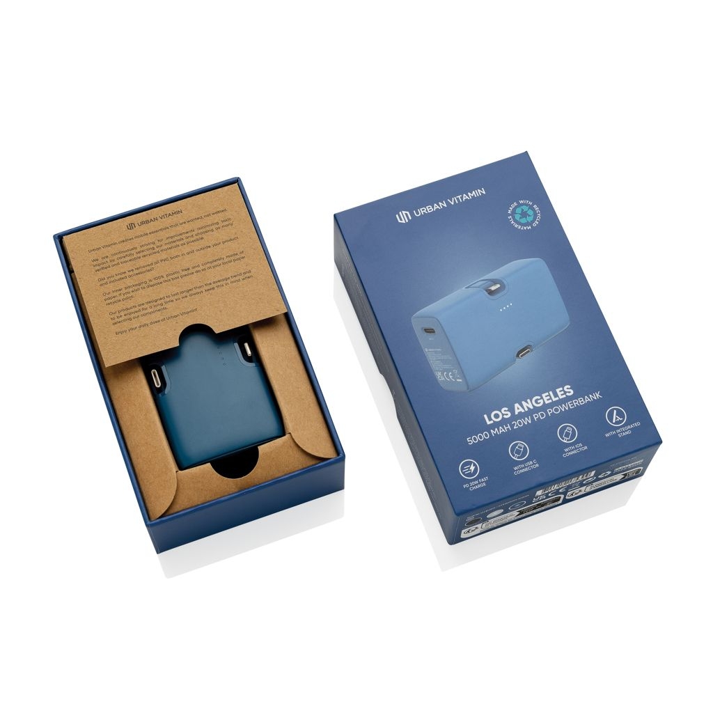 XDP322_85-05Urban Vitamin Los Angeles 20W Powerbank aus RCS rec. Plastik_ blau