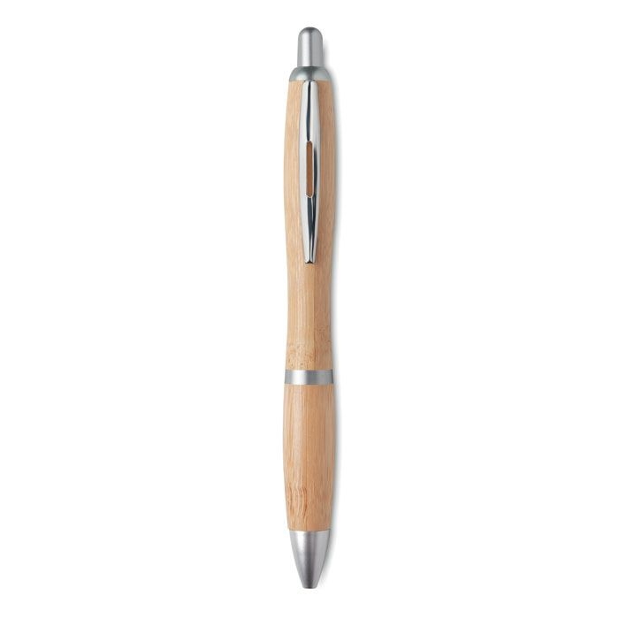 MO9485-16Rio Bamboo Druckkugelschreiber ABS_Bambus_ Mattsilber