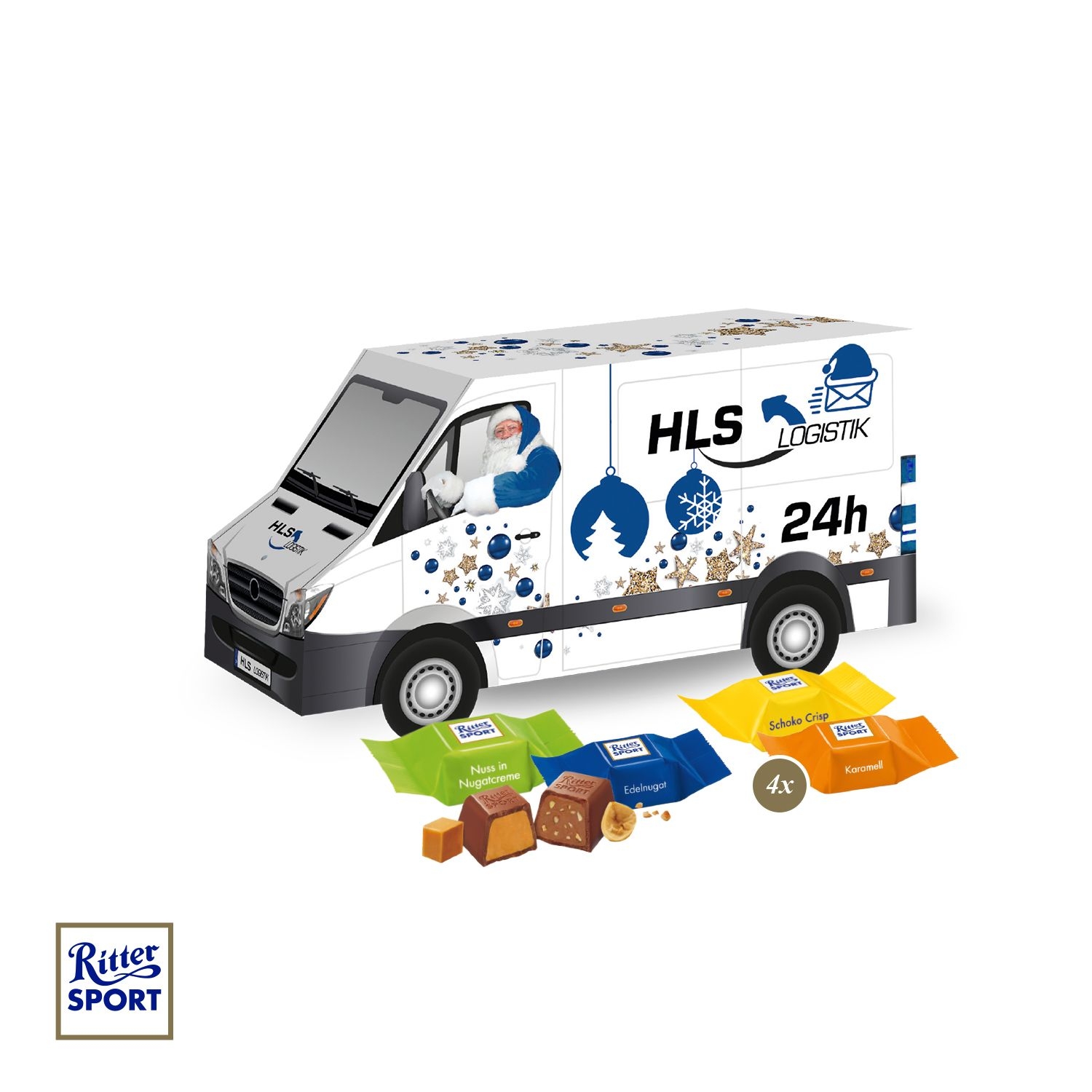 CD955463D Praesent Transporter mit Ritter SPORT Schokowuerfel