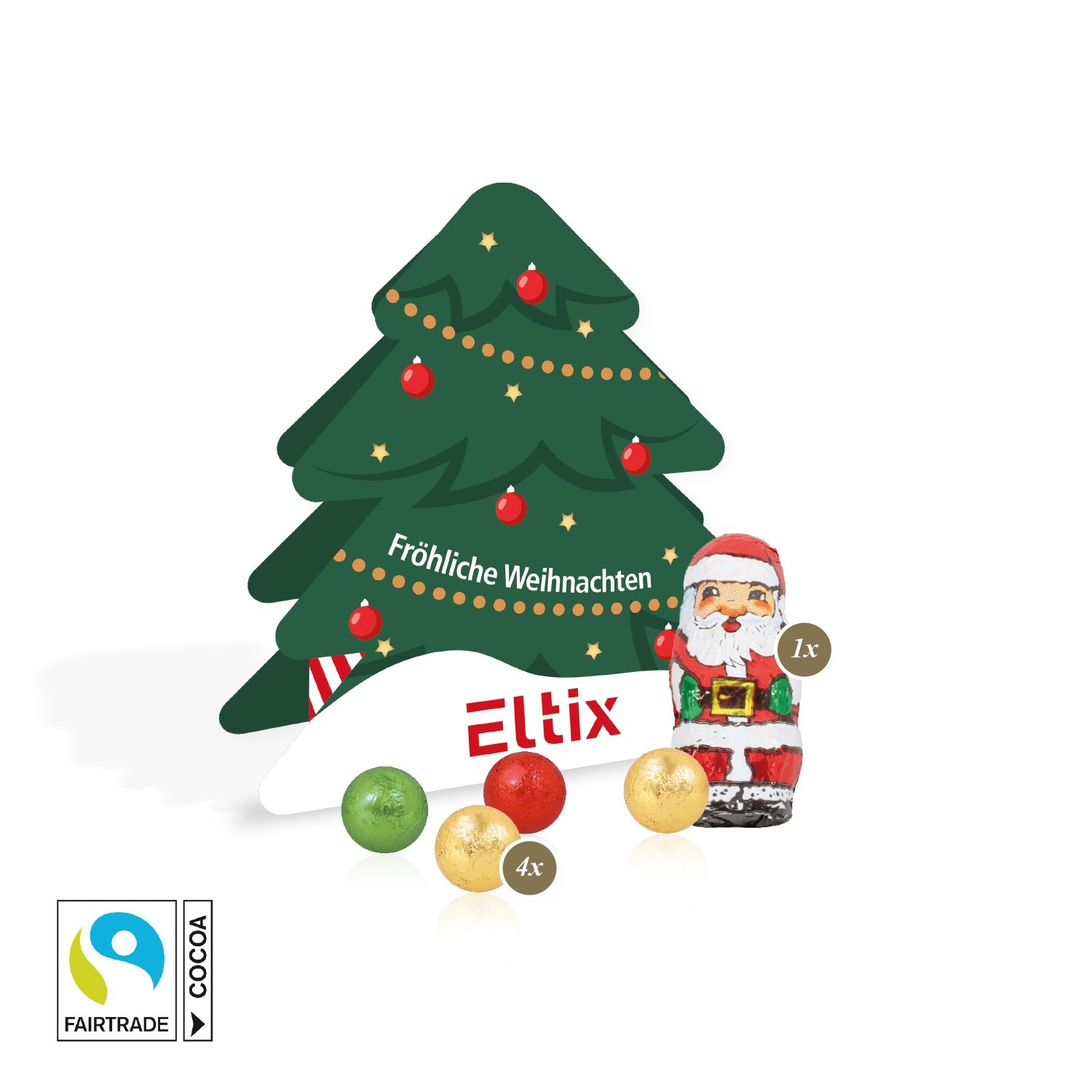 CD95568-01Praesent Tannenbaum mit Fairtrade® Schokolade_ Schokoladenmischung