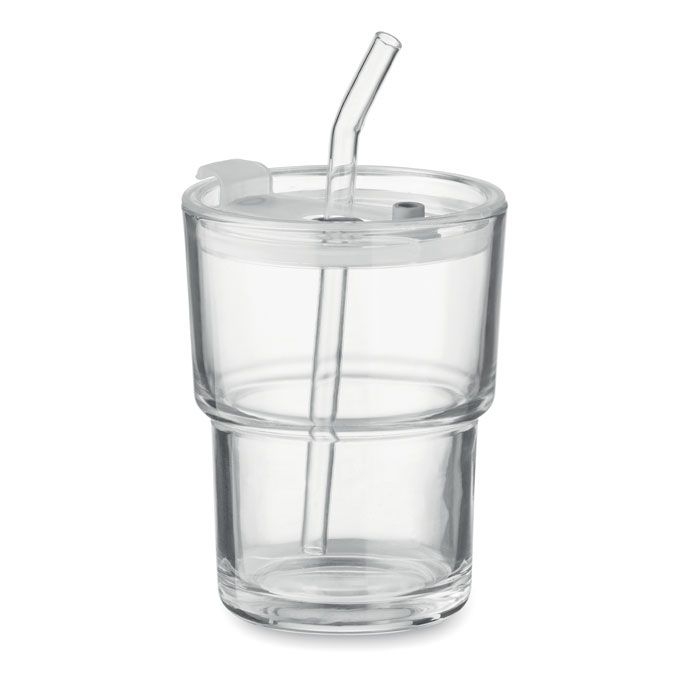 MO2502Sip Glasbecher mit Trinkhalm 400ml
